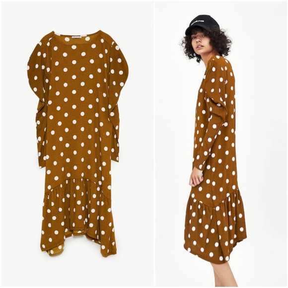 [SOLD]NWT Zara Size M Polka Dot Midi Dress - Picture 4 of 6